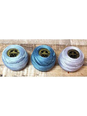 DMC Coton Perlé Embroidery Thread Size 12 - Colors 415 931 3743 - 120m Each